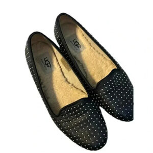 UGG Alloway Studded Black Loafers Shoes Slip On Flats F27012L Women's Size 7